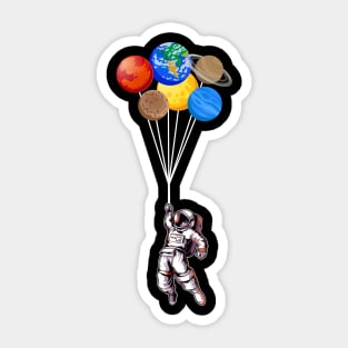 Astronaut holding Planet Balloons Solar System space Sticker